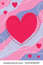 Abstract greeting card design with heart. Cartoon style design for Valentine’s Day, Mother’s Day and Women’s Day 