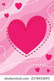 Abstract greeting card design with heart. Cartoon style design for Valentine’s Day, Mother’s Day and Women’s Day 