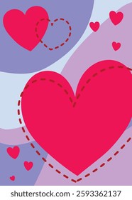 Abstract greeting card design with heart. Cartoon style design for Valentine’s Day, Mother’s Day and Women’s Day 