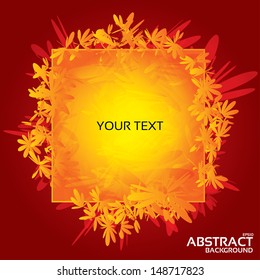 Abstract greeting card for design. Template. Vector illustration. Eps10. Geometric shapes. Orange colour.