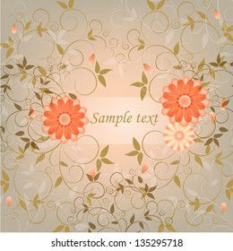  Abstract greeting card or invitation with floral background. Wedding card