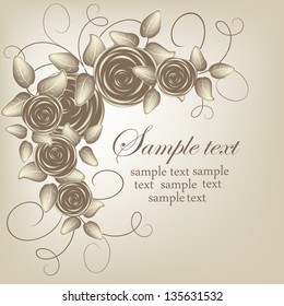  Abstract greeting card or invitation with floral background. Wedding card