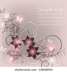  Abstract greeting card or invitation with floral background. Wedding card.