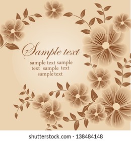  Abstract greeting card or invitation with floral background. Wedding card.