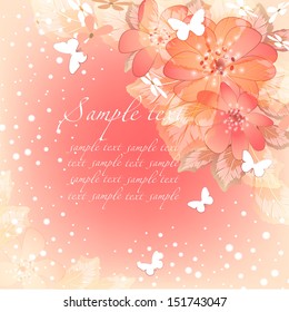 Abstract greeting card or invitation with floral background. Wedding card .