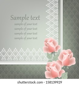 Abstract greeting card or invitation with floral background. Wedding card.