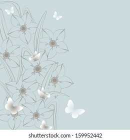 Abstract greeting card or invitation with floral background. Wedding card.
