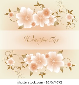 Abstract greeting card or invitation with floral background. Wedding card .