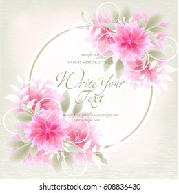 Abstract greeting card or invitation with floral background. Wedding card.