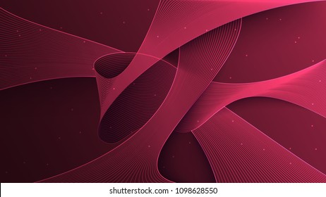 Abstract greeting card with a mesh bow. Overlapping tapes. An unusual creative illustration of a postcard or cover