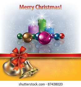 Abstract greeting with Christmas bells and decorations