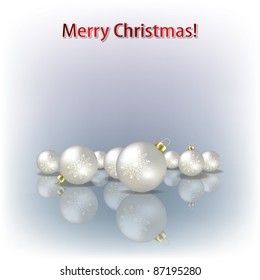Abstract greeting with pearl Christmas decorations on white
