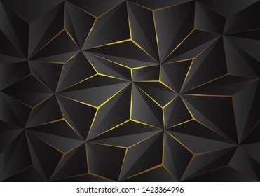 Abstract grey 3D triangle polygon pattern crack on yellow light design modern futuristic background texture vector illustration.