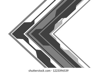 Abstract grey arrow circuit direction on white design modern futuristic background vector illustration.