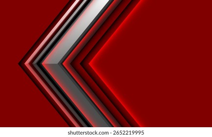 Flecha gris Abstractas Diseño geométrico negro metálico Tecnología futurista moderna sobre fondo rojo Ilustración vectorial.
