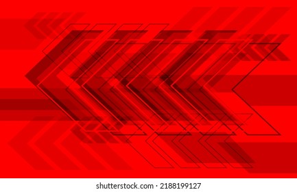 Resumen de la dirección de la velocidad de la flecha gris geométrica en la tecnología roja, ilustración vectorial de fondo futurista.