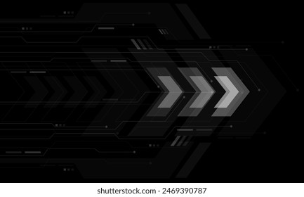 Tecnología de velocidad de flecha gris Abstractas geométrica dinámica en diseño negro Ilustración vectorial creativa futurista moderna.