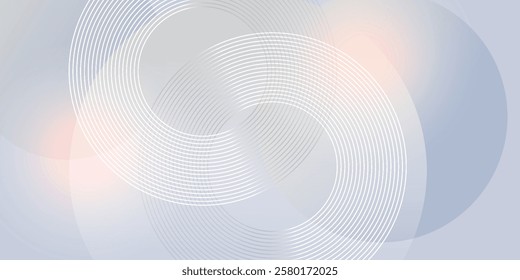 Abstract grey background with dynamic circle lines. Smooth Gradient