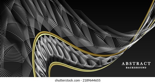 Abstract grey background with gold lines