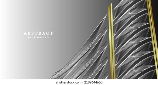 Abstract grey background with gold lines