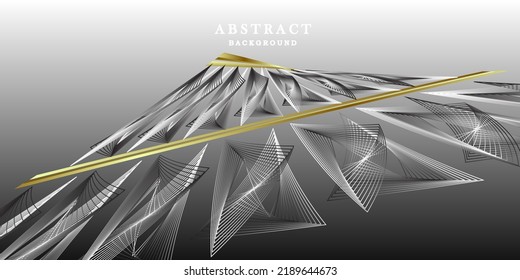 Fondo gris abstracto con líneas doradas