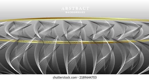 Fondo gris abstracto con líneas doradas