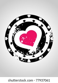 abstract grey background with grungy romantic heart, illustration