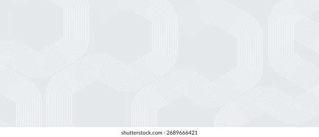 abstract grey background with hexagons. Geometric stripe line art design with pattern. Digital futuristic technology concept