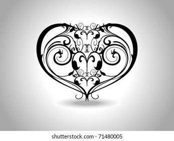 abstract grey background with isolated black creative design heart tattoo