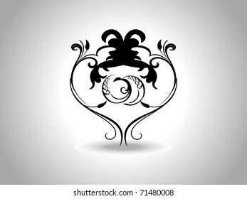 abstract grey background with isolated black creative design heart tattoo