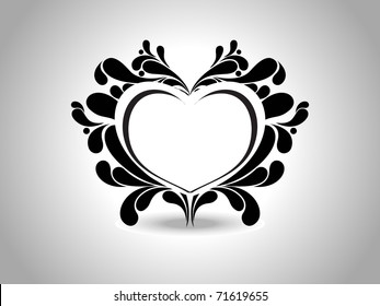 abstract grey background with isolated black creative design heart tattoo