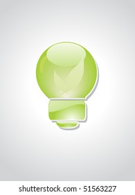 abstract grey background with isolated green bulb
