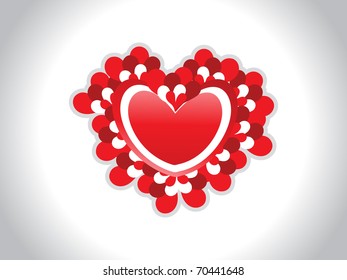 abstract grey background with isolated red artistic heart, vector illustration