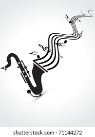 abstract grey background with isolated saxophone