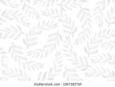 Abstract grey background with leaves. - 
Tile, Plant, Season, Springtime, Textile