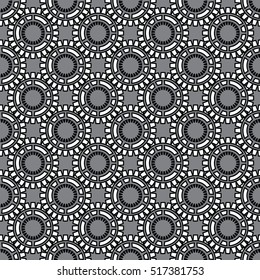 Abstract grey background. Modern geometric  seamless  pattern. Gear wheel, cog-wheel,  driver pinion,  pinion,  sprocket, Vector design.