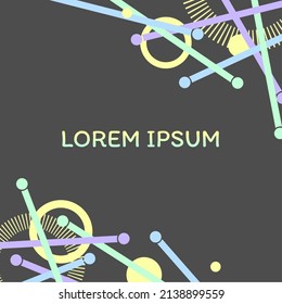 Abstract grey background with pastel colored sticks and circle