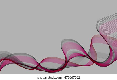 Abstract grey background with pink and grey waves