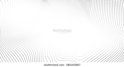 Abstract grey background poster with dynamic waves. particle technology network Vector illustration.