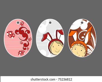 abstract grey background with set of easter tags