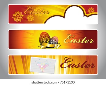 abstract grey background with set of three header for easter day celebration