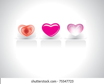 abstract grey background with set of three heart icon