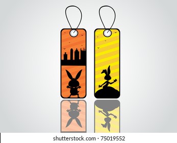 abstract grey background with set of two easter tags