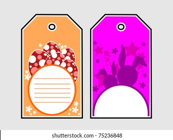 abstract grey background with set of two easter sale tag