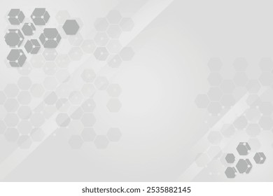 Fondo gris Abstractas con forma de línea en la parte posterior. Plantilla de color gris claro con espacio libre para editar y diseñar. Línea de forma hexagonal con diferente estilo.