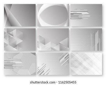 Abstract grey background with text space. Set of polygon template in black and white tone. Web banner design. Vector illustration.