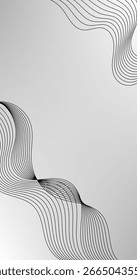 Fondo gris Abstractas con ilustración de líneas onduladas Diseño en blanco y negro