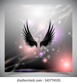 Abstract grey background with wings. Vector illustration