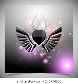 Abstract grey background with wings. Vector illustration