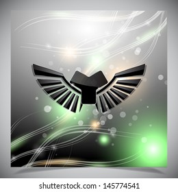 Abstract grey background with wings. Vector illustration